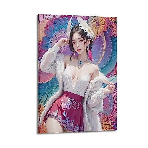 Anime Girl Poster Sexy Asian Girls Malerei Leinwand Wandposter und bild Druck Modern Familie Schlafz