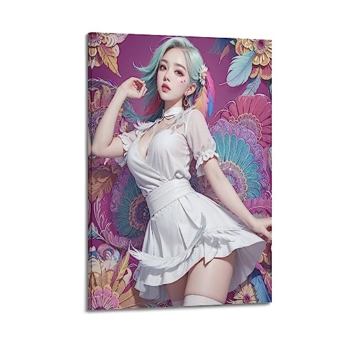 Anime Girl Poster Sexy Asiatisch Waifu Weiß Kurzer Rock Malerei Leinwand Wandposter und bild Druck 