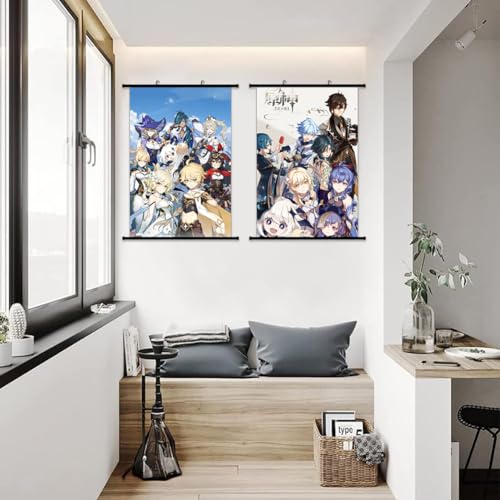 Anime Poster Scroll, 2 Stück Figure Wallscroll Wandbanner, Wall Scroll Game Painting Wandkunst Raum