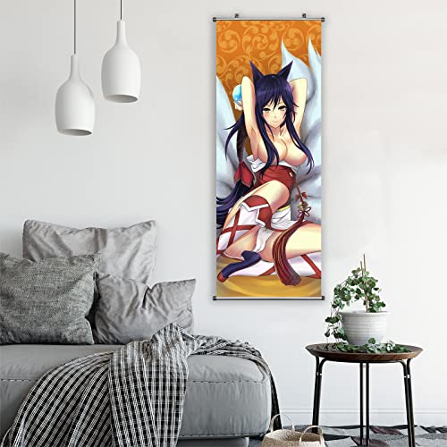 DigiTizerArt Anime Scroll Poster For Ahri-The Nine-Tailed Fox Fabric Prints 105cm x 40cm | Premium a