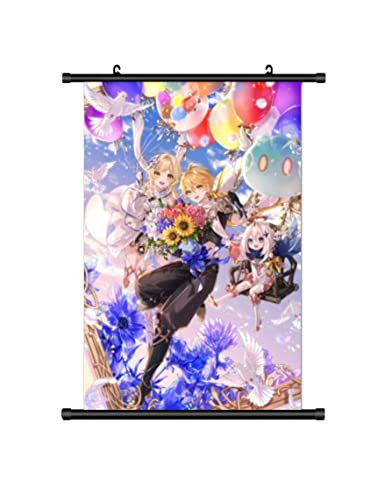 KARMA-X 60x90CM Genshin Impakt Kakemono Rollbild | Anime Manga Stoffposter Wallscroll Poster Wanddek