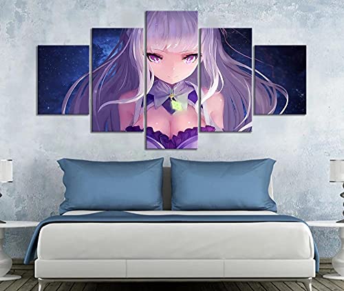 MPPSU Emilia-Sexy-Girl-Anime-Poster Wanddekoration Wohnzimmer Leinwandbild Jugendzimmer Poster Set M