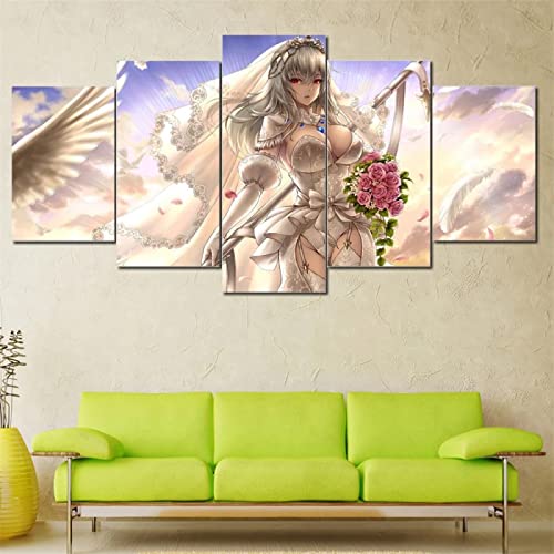 MPPSU drucke Modular Wandkunst Modern Wanddekoration Wandbilder Wohnzimmer Leinwandbild 5 Teiliges P