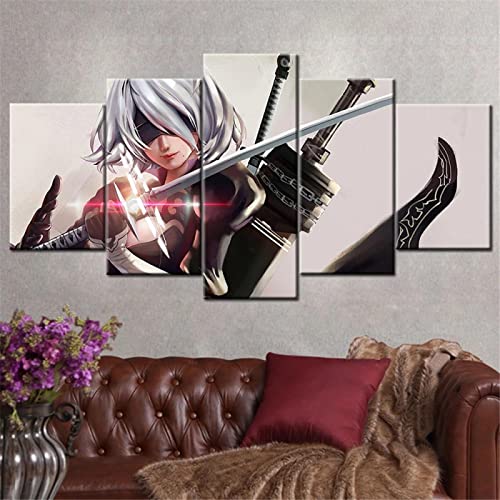 MPPSU drucke Modular Wandkunst Modern Wanddekoration Wandbilder Wohnzimmer Leinwandbild 5 Teiliges P