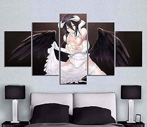 MPPSU Sexy Anime-Waifu Mit Schwarzen Flügeln Wanddekoration Wohnzimmer Leinwandbild Jugendzimmer Po