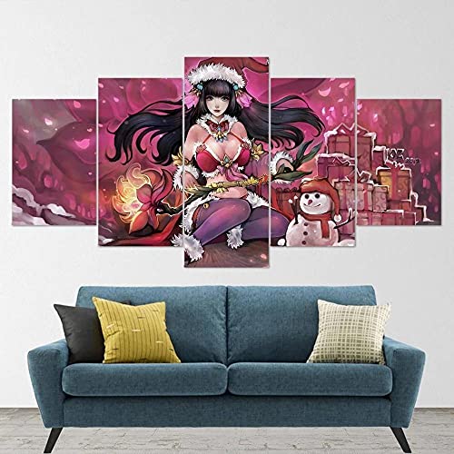 Print Canvas 5 Teilig Anime Sexy Weihmädchen Poster Leinwand Art Wandgemälde Für Wohnzimmer Büro