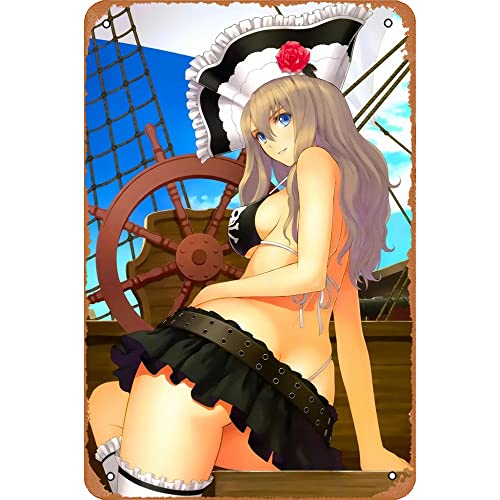 Tony Taka Fantasy Sexy Piraten Anime Waifu Poster Vintage Blechschild 20,3 x 30,5cm Wanddekoration