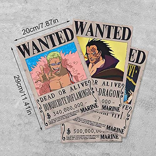 VERYLY Anime Poster, 24 Stück One Piece Wanted Premium Poster Set, Wandbilder, Vintage, Kraftpapier