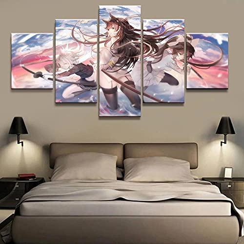 ZHRMGHG 5 Teilig Leinwand Wanddeko Sexy Waifu Anime Poster Gerahmt Malerei Leinwanddrucke Stück Bil