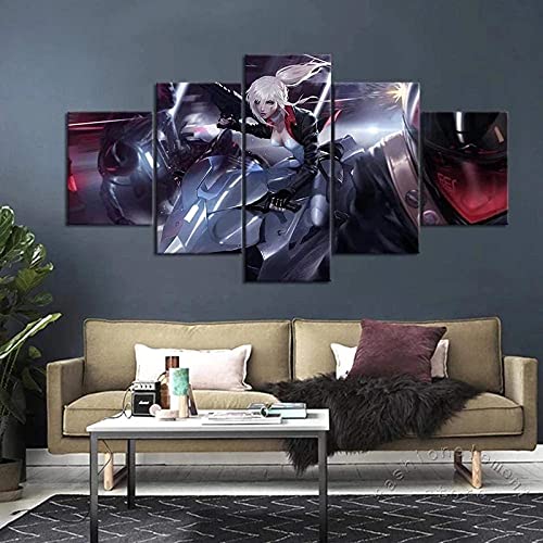 ZHRMGHG Print Canvas 5 Teilig Anime-Sexy Waifu Poster Leinwand Art Wandgemälde Für Wohnzimmer Bür