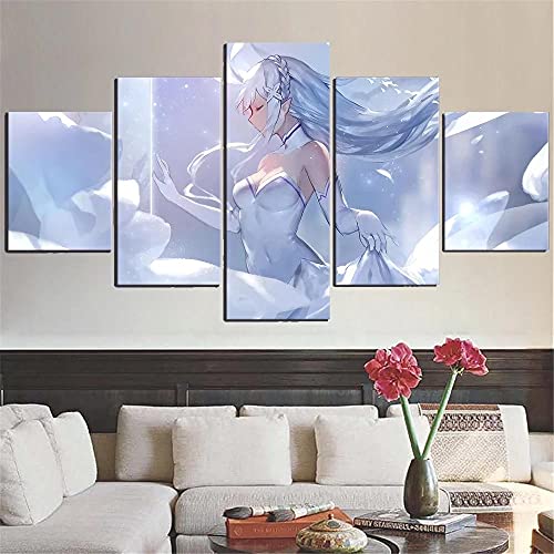 ZHRMGHG Print Canvas 5 Teilig Anime Sexy Waifu Poster Figur Leinwand Art Wandgemälde Für Wohnzimme