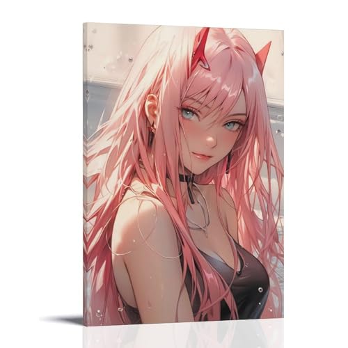 Zero Two Anime Waifu Sexy Poster Malerei Leinwand Wandkunst Wohnzimmer Schlafzimmer Malerei, Bilddru